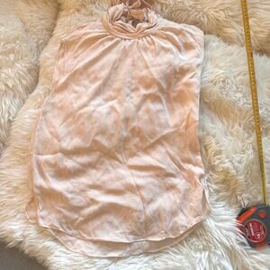 Veronica Beard 100% silk top pink blouse sleeveless sz 8 bow tie back